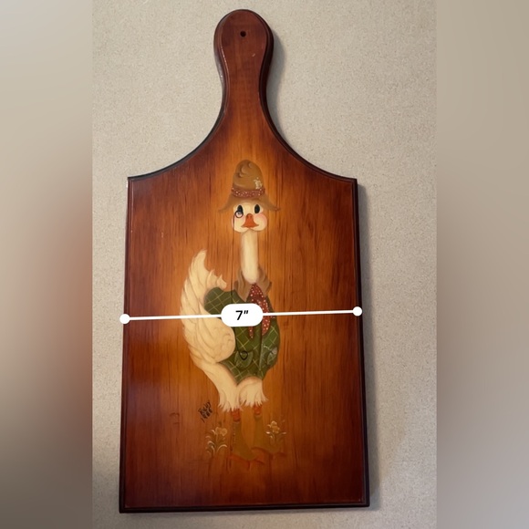 Vintage Hand Painted Bread Board 1986 Country Dressed Goose Decorative - Picture 5 of 6